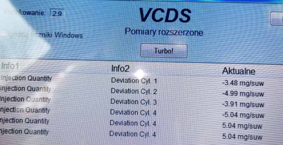 Zdjęcie korekt wtryskiwaczy